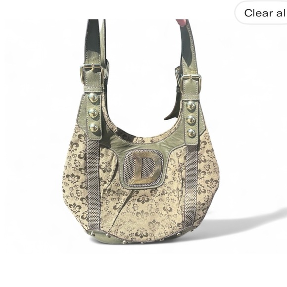 💗Doréon Chic Green and Cream Shoulder Bag with Vintage Appeal - Picture 1 of 4